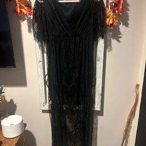 SHEIN Black Lace Midi Dress